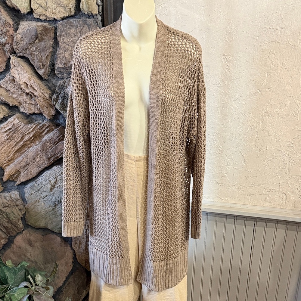 dip Women's Tan Open Knit Cardigan